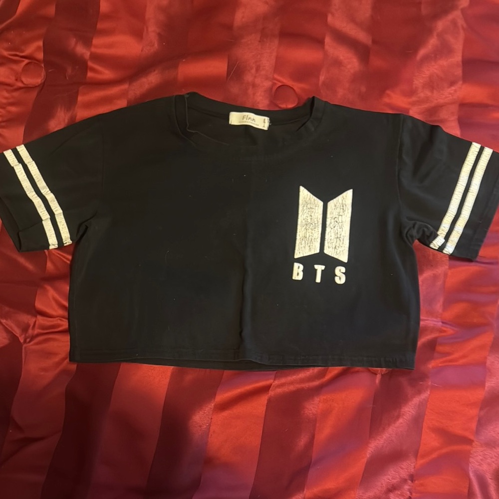 Black Sporty Crop Top with Logo